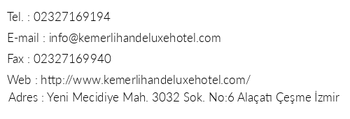 Kemerlihan Deluxe Hotel telefon numaralar, faks, e-mail, posta adresi ve iletiim bilgileri